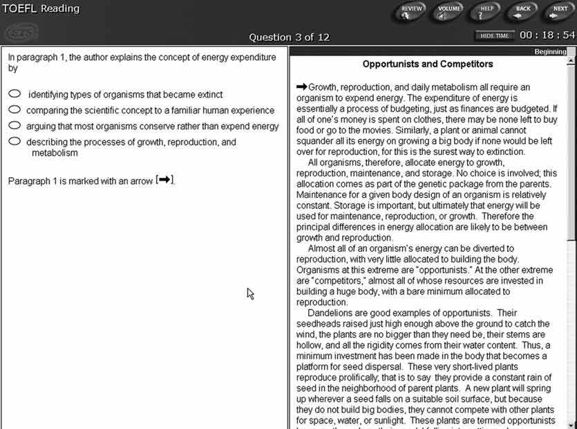 toefl ibt practice test that came in the exams